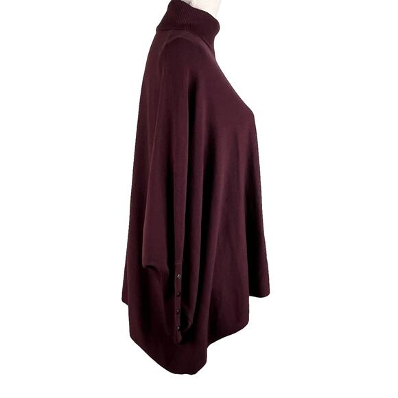 Alfani Sweater Medium Wine Turtleneck Poncho Dolman Sleeves Oversized New - Picture 10 of 13